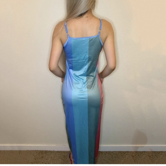 Women's Summer Gradient Long Rainbow Maxi Dress Ladies Boho Holiday Beach Party - Picture 2 of 3